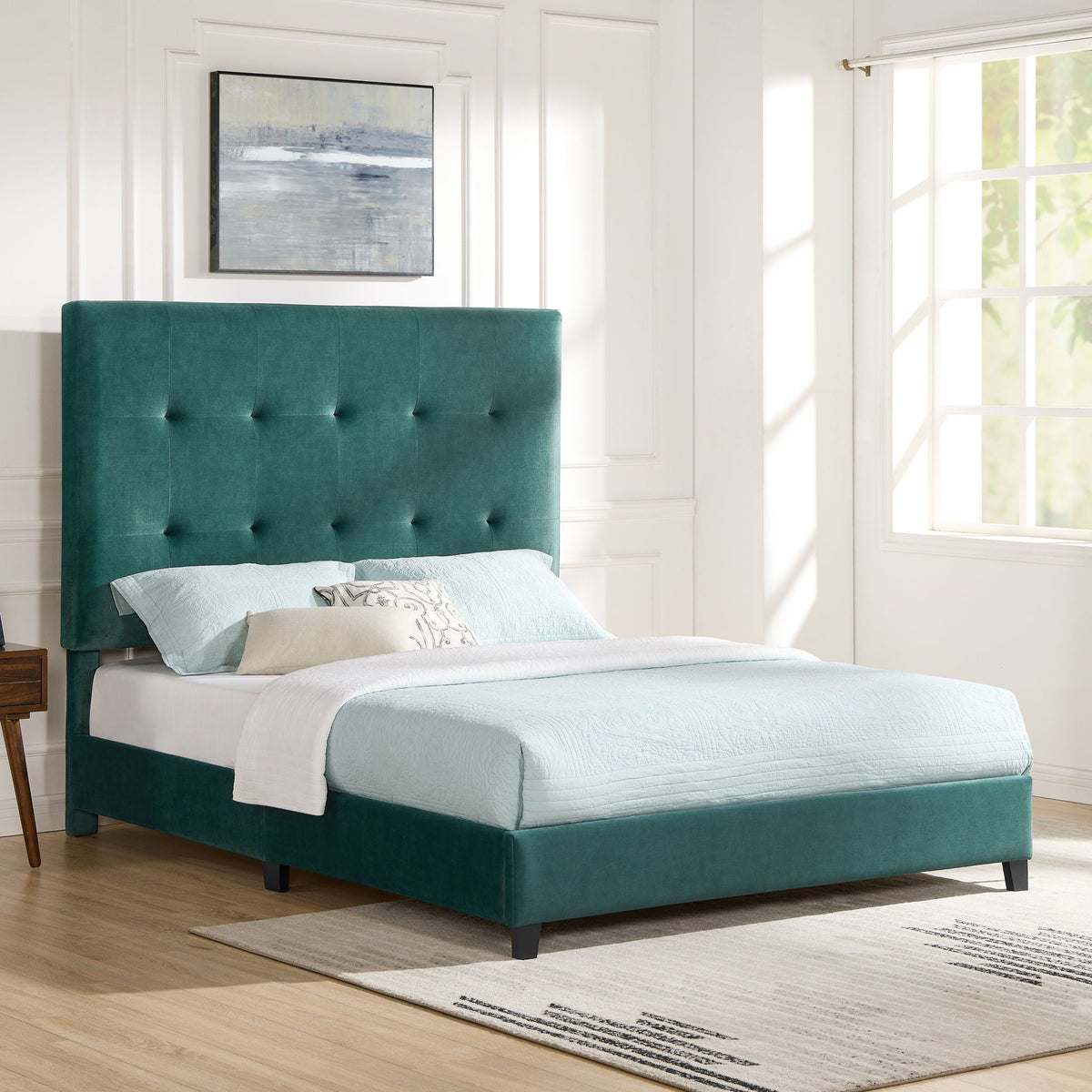 Tufted and Upholstered Platform Bed Frame