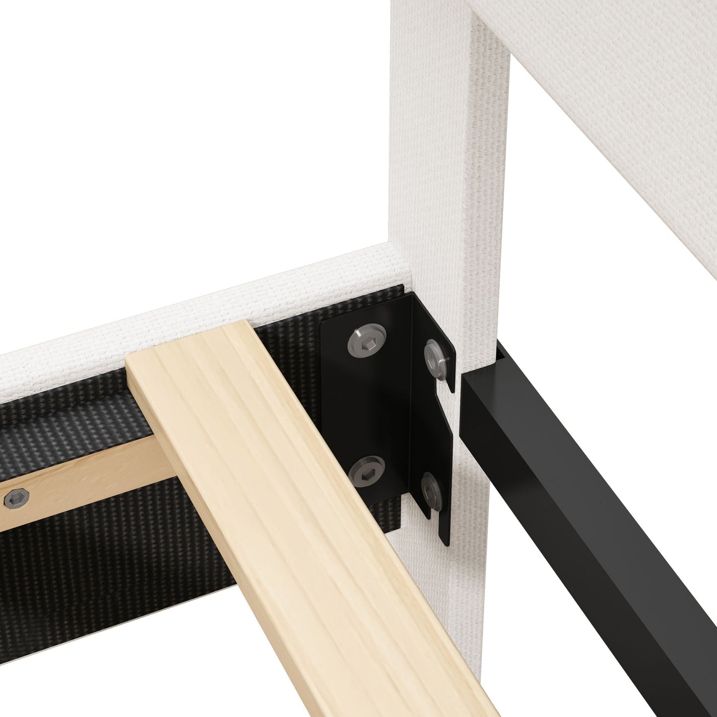 King Upholstered Platform Bed Frame in White