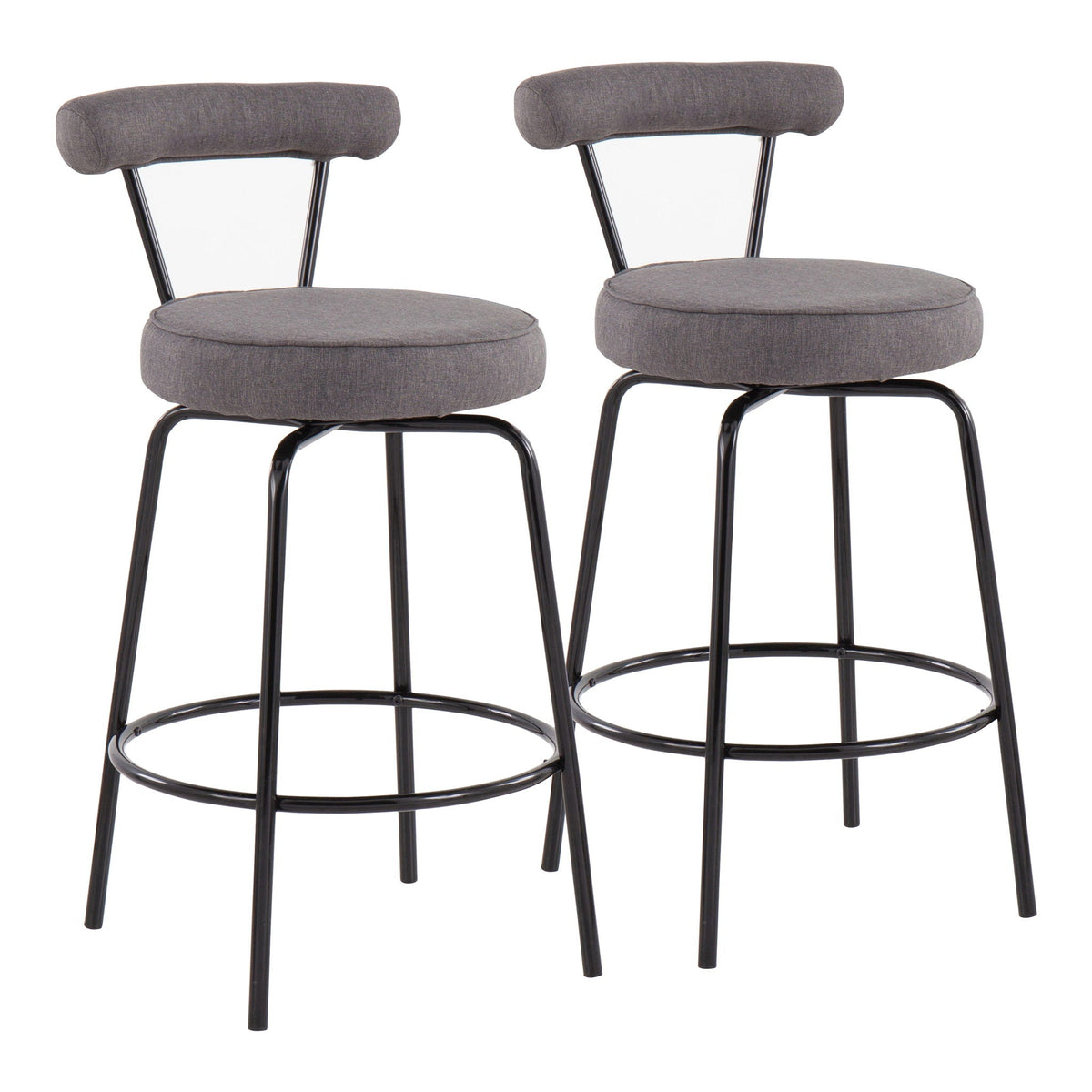 Contemporary counter stools set of 2 in dark gray fabric with black metal legs on Tampa Home & Garden Store