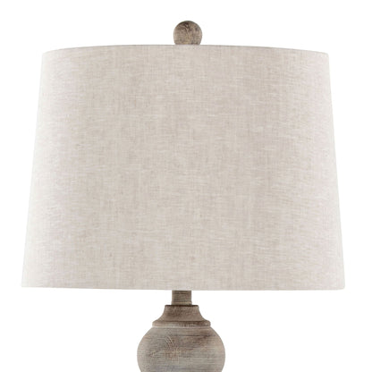 Winston Farmhouse Poly Table Lamp set of 2 with beige linen shade and rustic wood base on Tampa Home & Garden Store