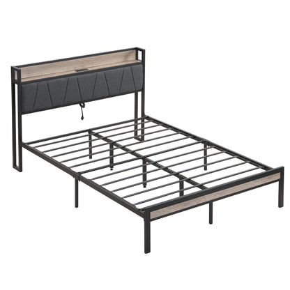 Modern Bed Frame With Led Lights and Storage