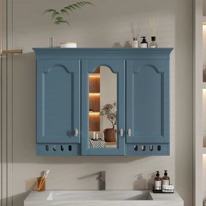 Wall-mount mirror cabinet blue with adjustable shelves and soft-close by Unique Piece Furniture on Tampa Home & Garden Store