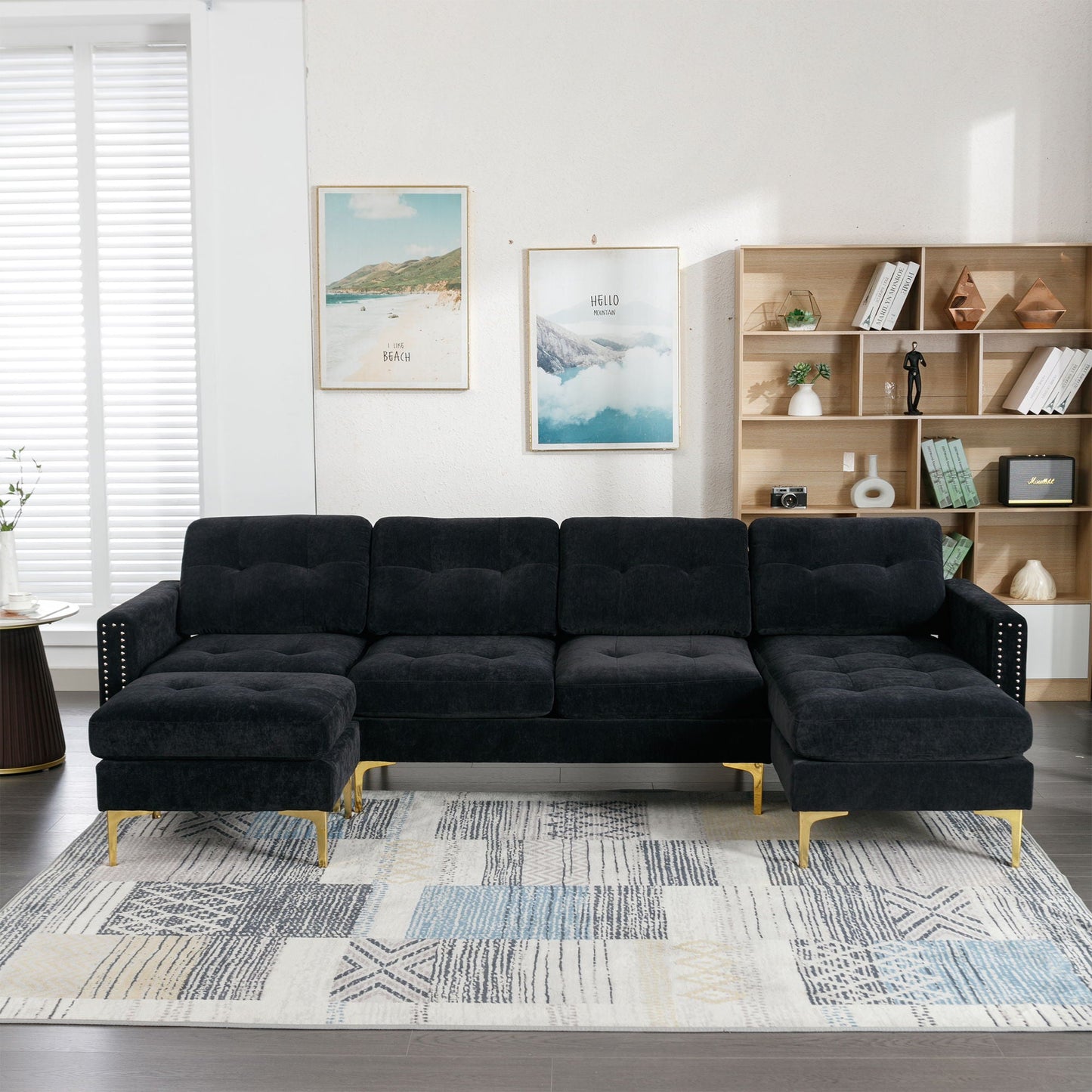 Modern Convertible Sectional Sofa and Ottoman