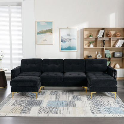 Modern Convertible Sectional Sofa and Ottoman