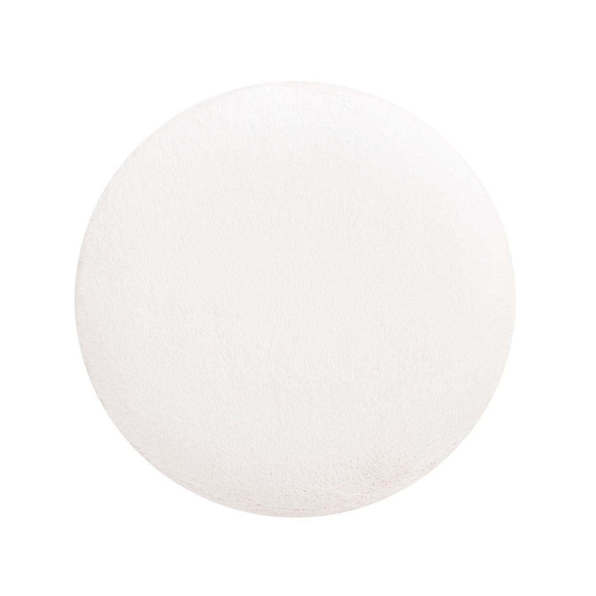 Round fur upholstered pouf ottoman with burl base in white on Tampa Home & Garden Store