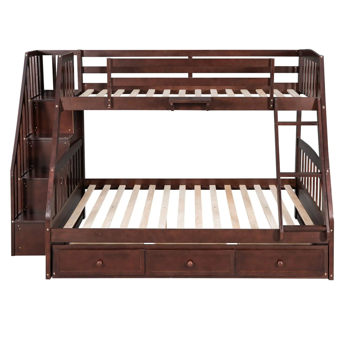 Dark brown bunk bed with drawers, ladder and storage staircase by Unique Piece Furniture on Tampa Home & Garden Store