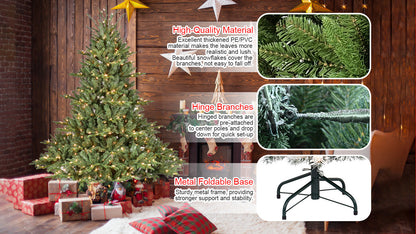 5FT Full-Bodied Pre-Lit Evergreen Christmas Tree by HouseOfZazla with warm lights and metal base on Tampa Home & Garden Store