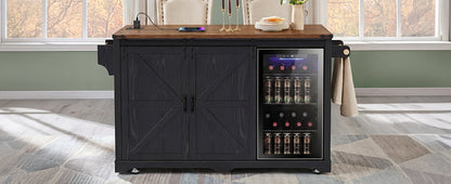Kk 72 Inch Farmhouse Kitchen Island and a Storage