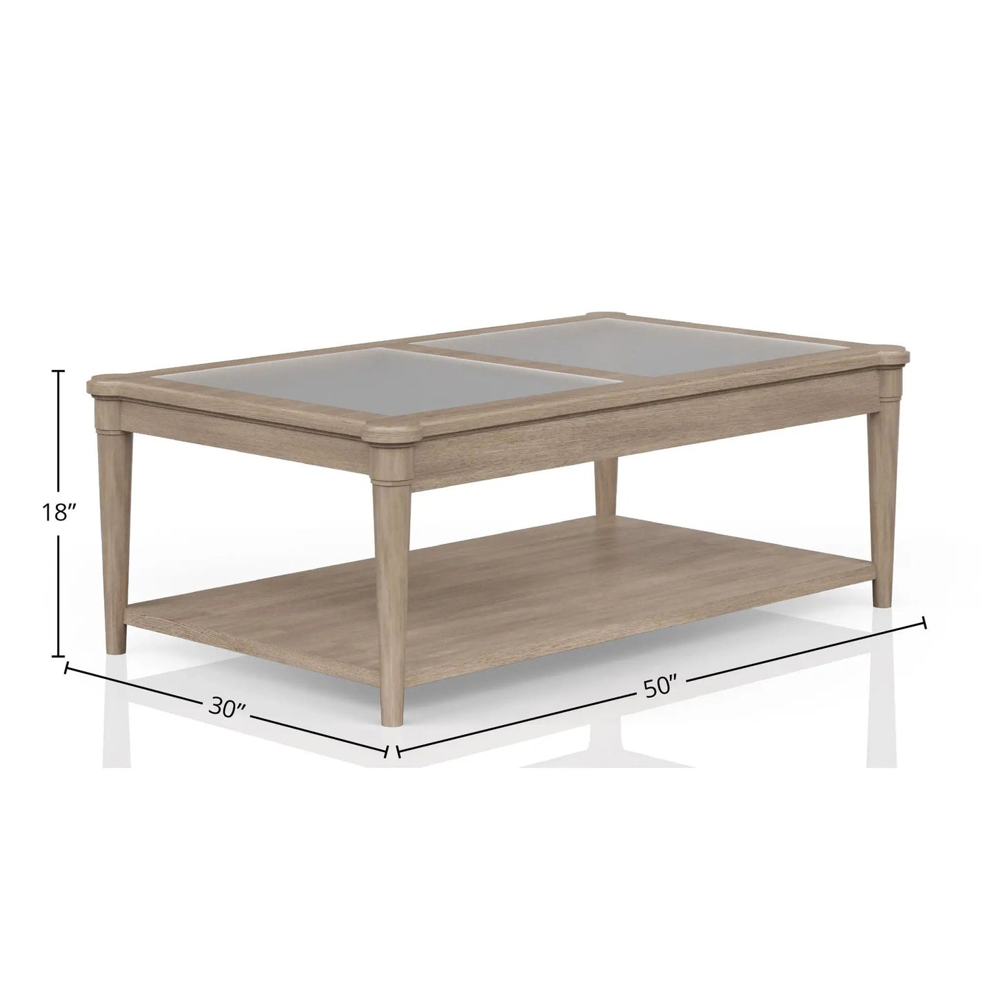 Frosted Glass Top Cocktail Table with Casters