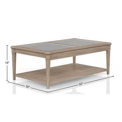 Frosted Glass Top Cocktail Table with Casters