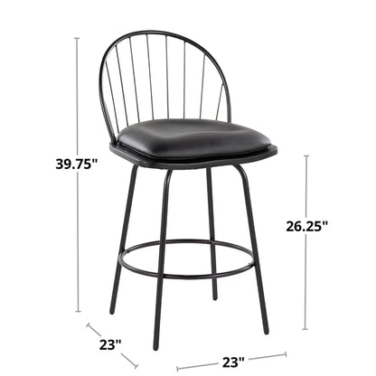 Counter stools set of 2 Riley Claire Farmhouse fixed-height swivel with round footrest on Tampa Home & Garden Store