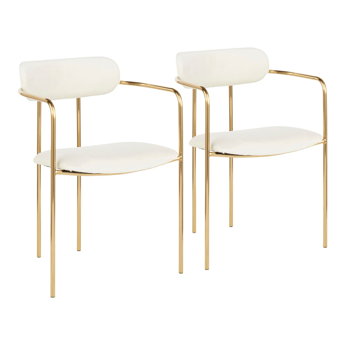 Contemporary chair set of 2 with cushioned beige seats and gold metal frames HouseOfZazla on Tampa Home & Garden Store