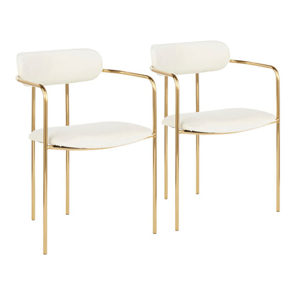 Contemporary chair set of 2 with cushioned beige seats and gold metal frames HouseOfZazla on Tampa Home & Garden Store