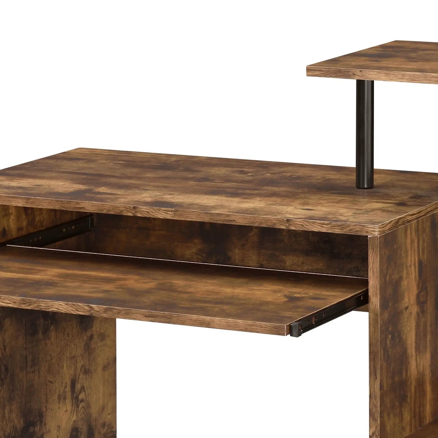 Lyphre computer desk Weathered Oak top with black metal legs and pull-out keyboard tray on Tampa Home & Garden Store