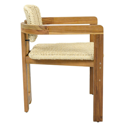 Outdoor accent armchair in natural teak with woven rattan seat and back by HouseOfZazla on Tampa Home & Garden Store