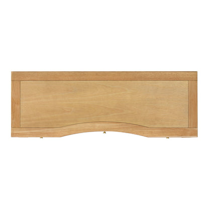 Dauphin 3-Drawer Executive Desk with soft-close in light oak curved front apron on Tampa Home & Garden Store