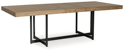 Tomtyn dining table from 5pc set by Unique Piece Furniture in oak with black metal legs on Tampa Home & Garden Store