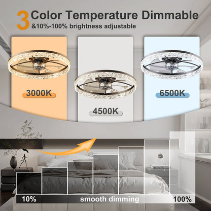 23.6-inch ceiling fan with lights by HouseOfZazla, crystal ring, remote & app control, 3 temps on Tampa Home & Garden Store