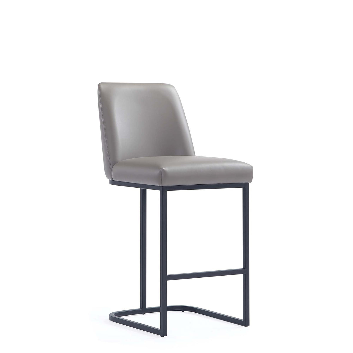 Serena counter height stool with grey leatherette seat and back, black metal frame on Tampa Home & Garden Store