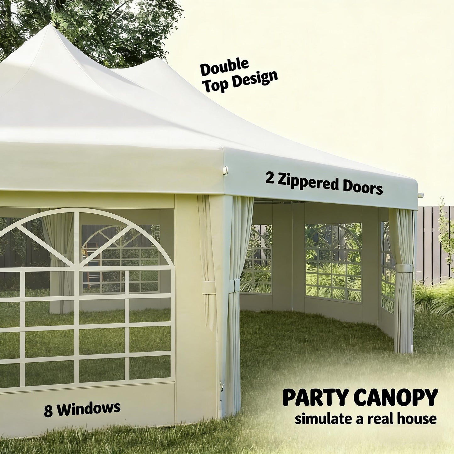 Extra Large Event Tent canopies white HouseOfZazla double top design, 2 zippered doors on Tampa Home & Garden Store