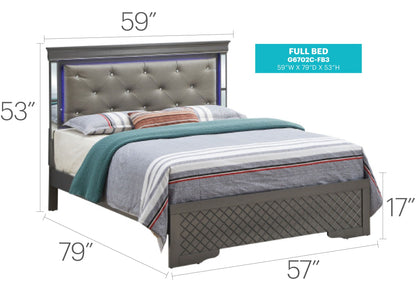 Verona Full Bed With Led And Metallic Black