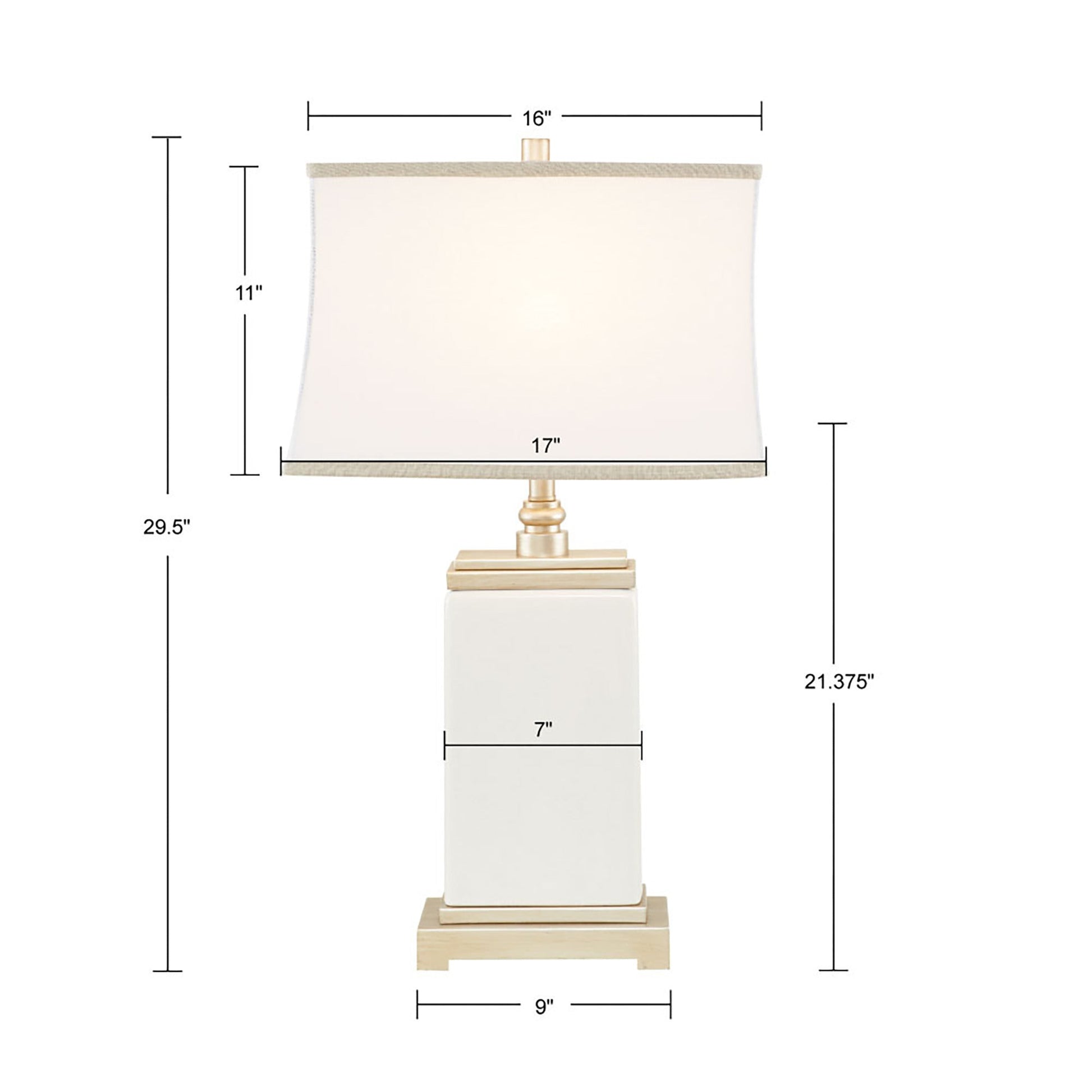 Rectangular ceramic lamp by HouseOfZazla ivory body beige shade on Tampa Home & Garden Store