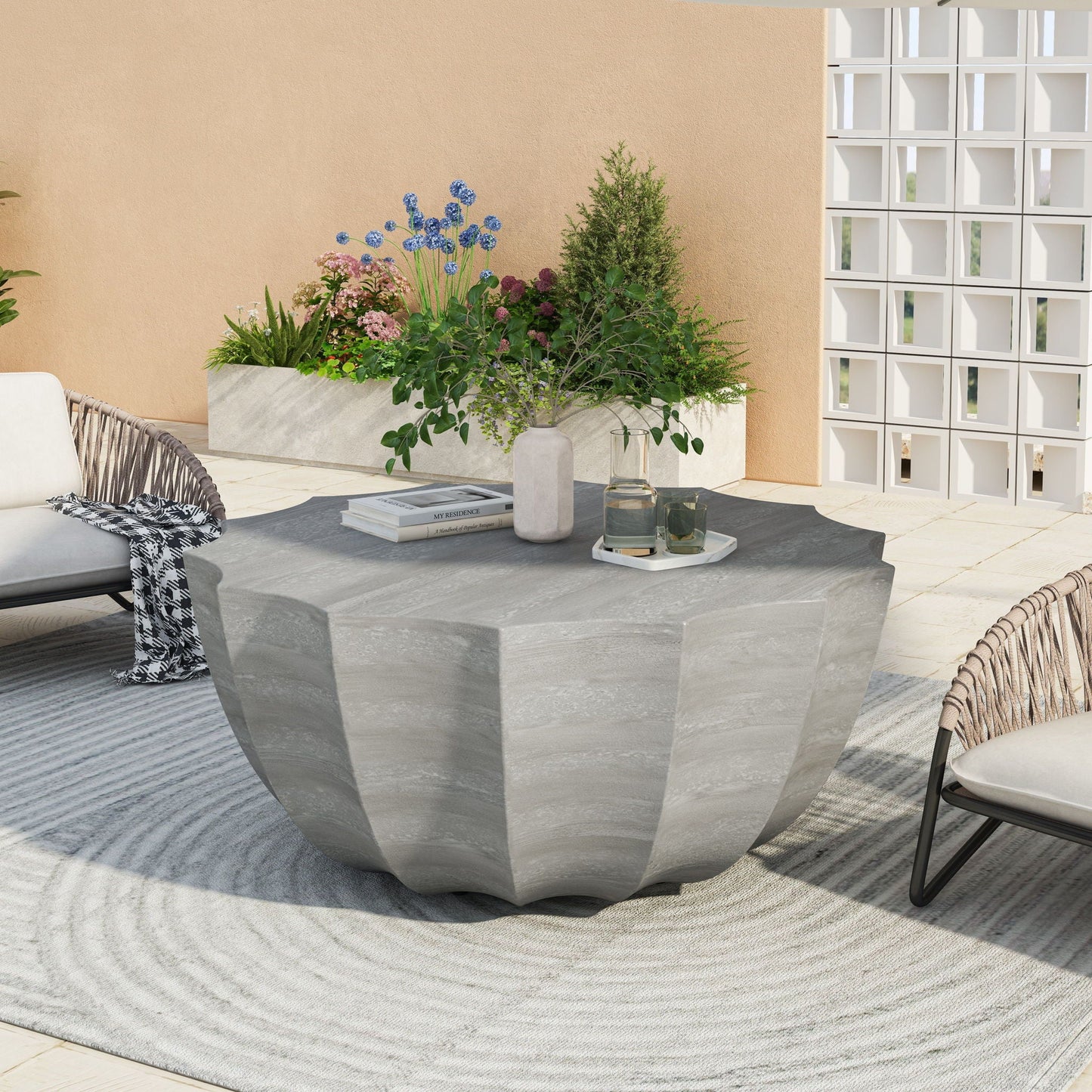 Modern Round Coffee Table for Patio or Deck