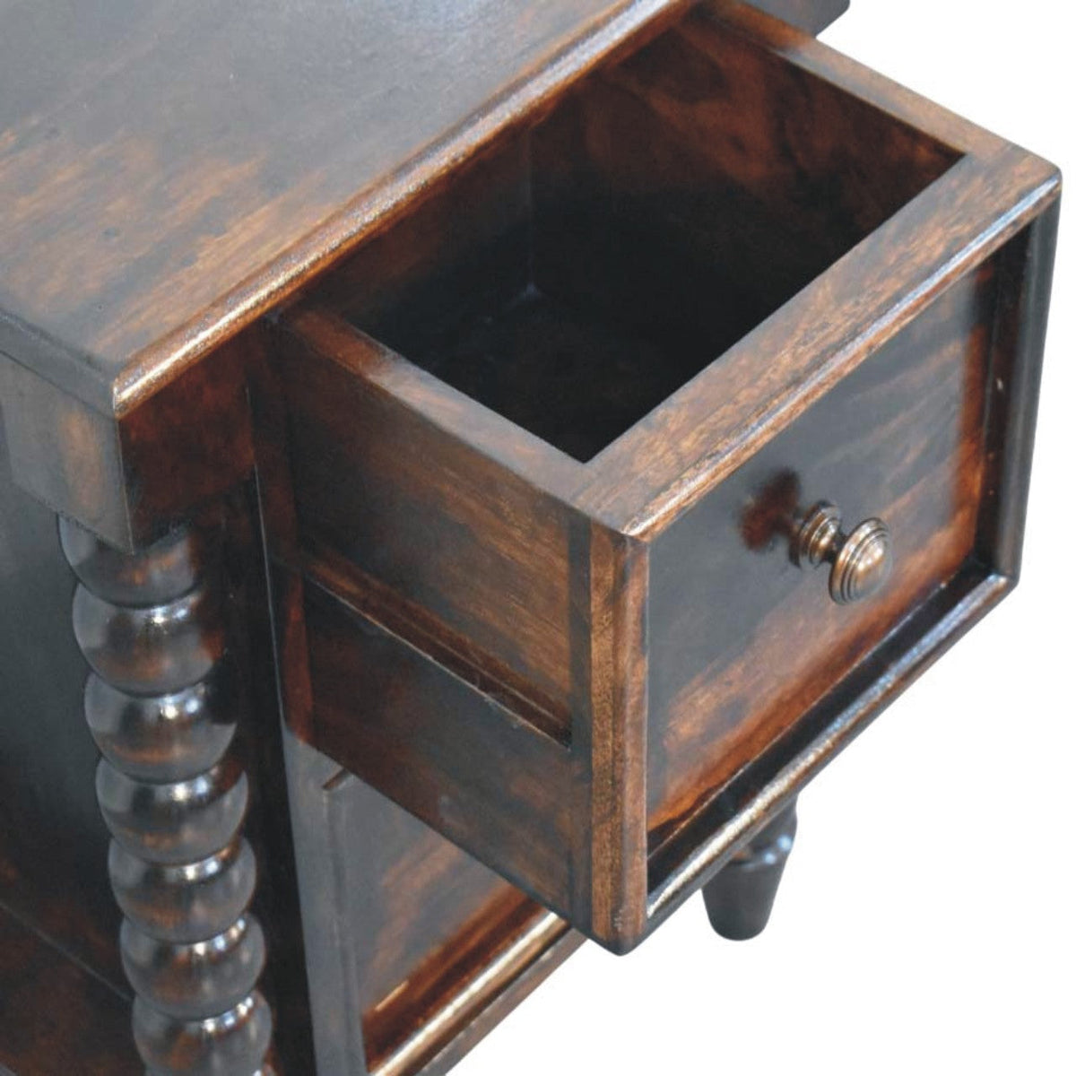 Solid wood spindle nightstand with dual storage, natural finish, HouseOfZazla on Tampa Home & Garden Store