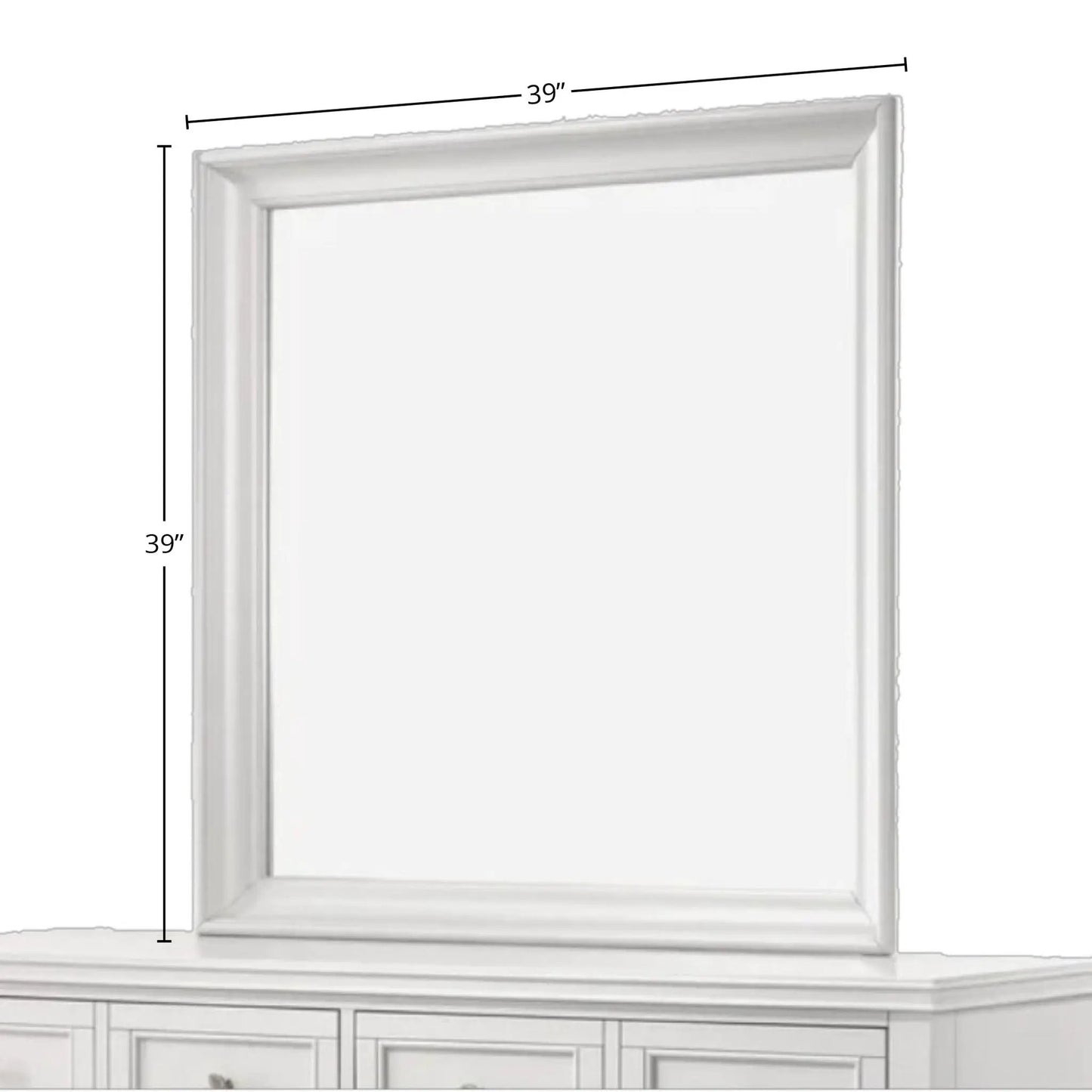 Square Mirror with white beveled frame, 39x39 in, by Unique Piece Furniture on Tampa Home & Garden Store