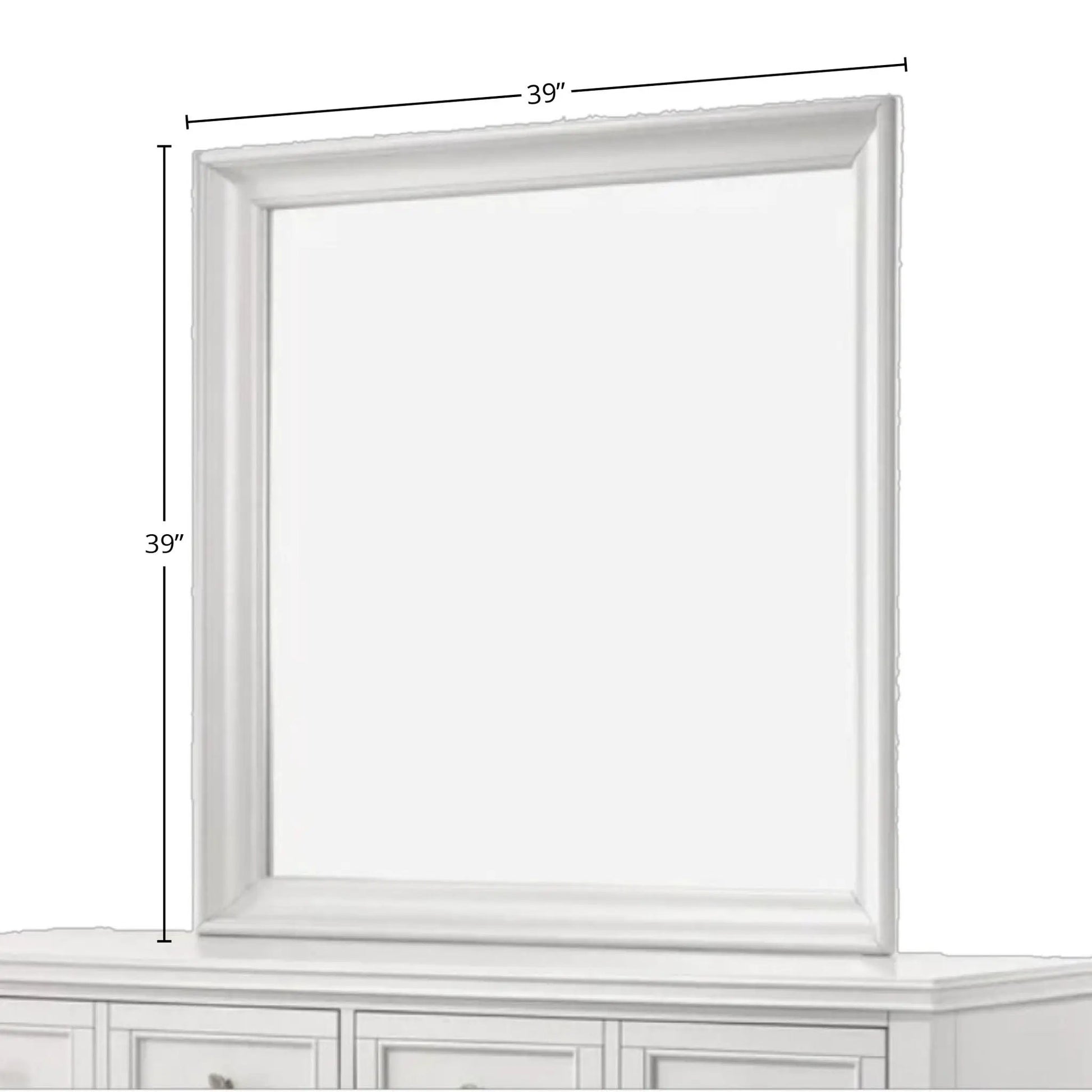 Square Mirror with white beveled frame, 39x39 in, by Unique Piece Furniture on Tampa Home & Garden Store