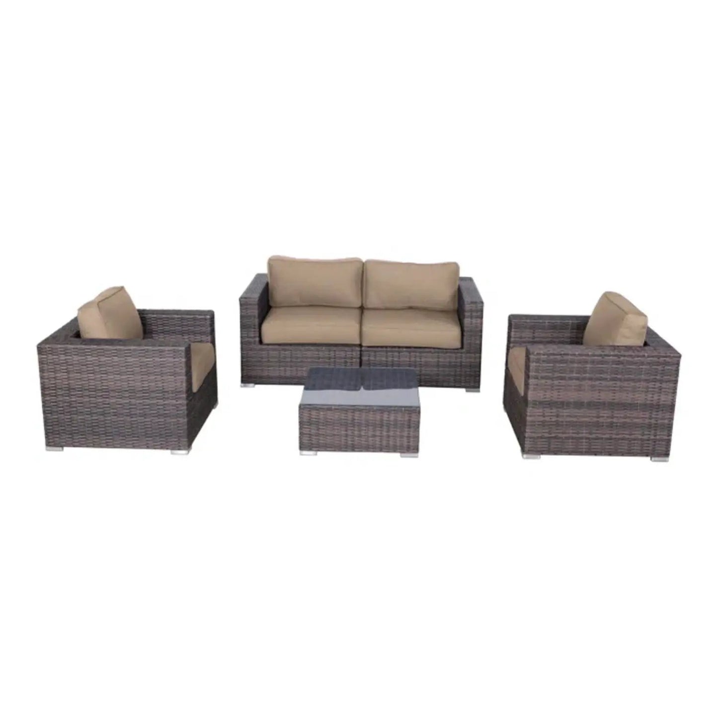 Stylish Entertainment Sectional Set wicker with beige cushions 3-piece by Unique Piece Furniture on Tampa Home & Garden Store
