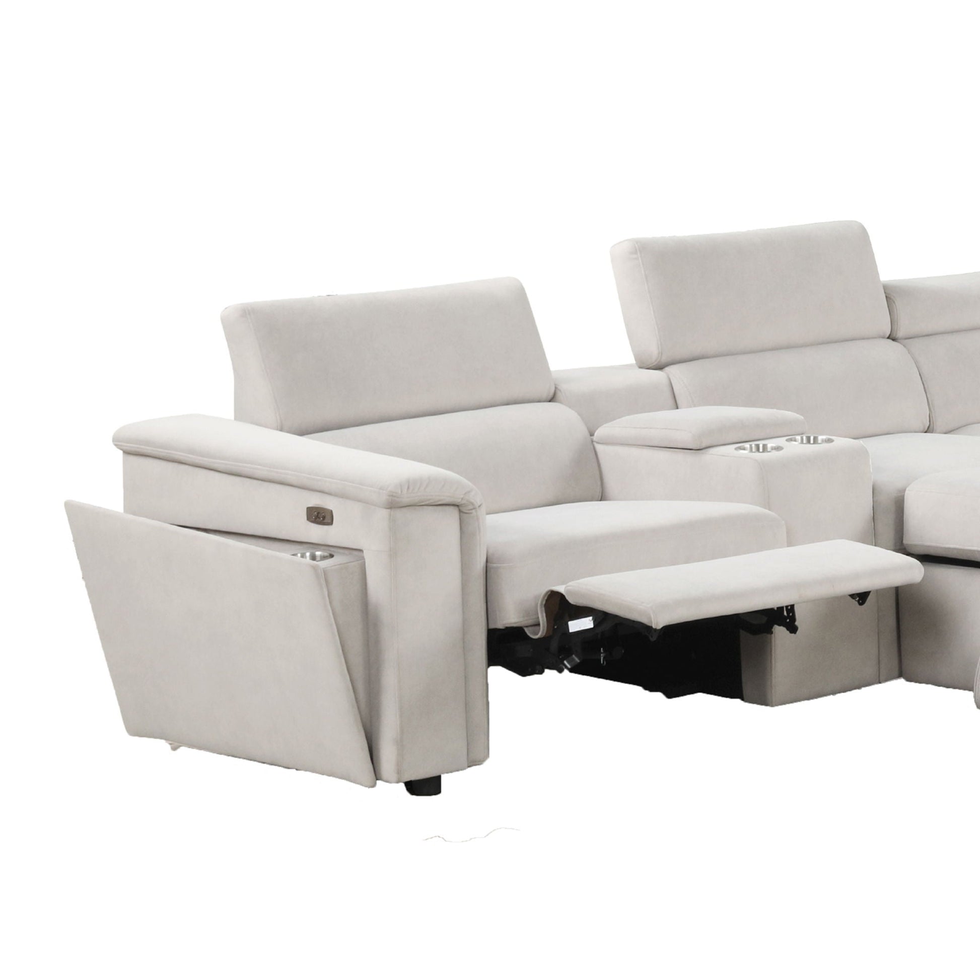 Harvey power recliner sleeper sectional beige fabric with cupholders by HouseOfZazla on Tampa Home & Garden Store