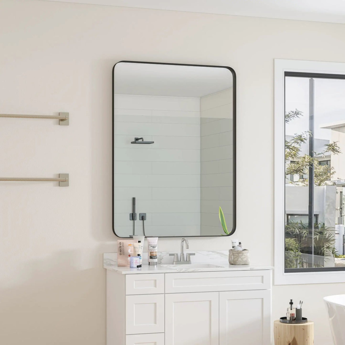 Rectangular Wall Mirror with Metal Frame