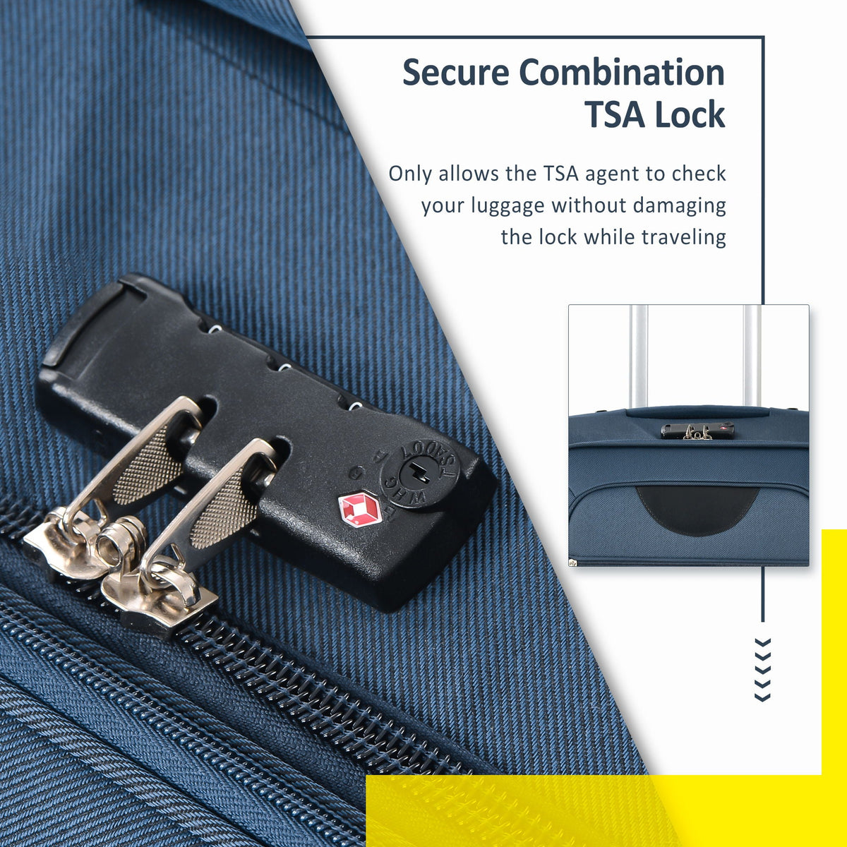 Softside luggage set Dark blue expandable 3-piece by HouseOfZazla with TSA lock on Tampa Home & Garden Store