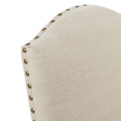 Dining chair with skirts set of 2 beige fabric with brass nailhead trim Unique Piece Furniture on Tampa Home & Garden Store