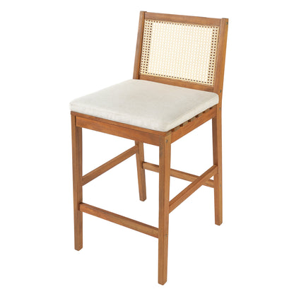 Kirkby Acacia Wood Outdoor Barstool with Cushion