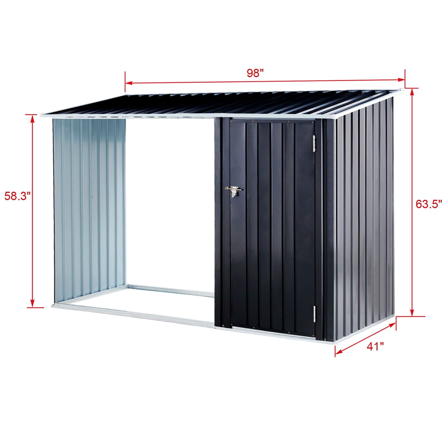 Outdoor Galvanized Firewood and Storage Shed