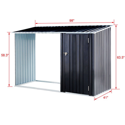 Outdoor Galvanized Firewood and Storage Shed