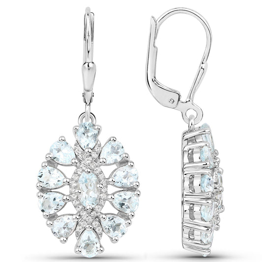 Earrings: 2.93ct aquamarine and white topaz drop in .925 sterling silver with lever-back clasps on Tampa Home & Garden Store