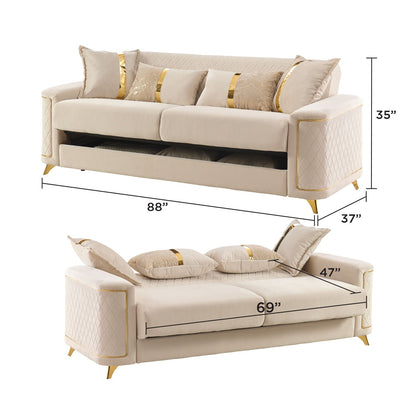Lisa Modern Sofa With Gold Steel Legs and Foam