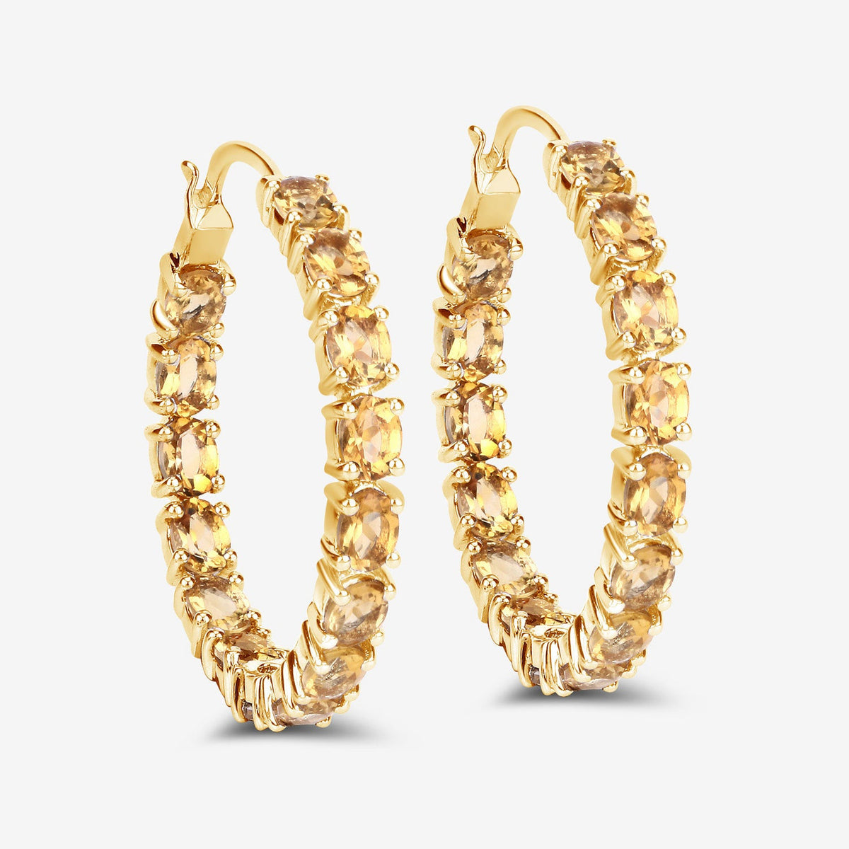 Earrings gold-tone citrine hoop with oval stones, 4.80ct, Bids.com on Tampa Home & Garden Store