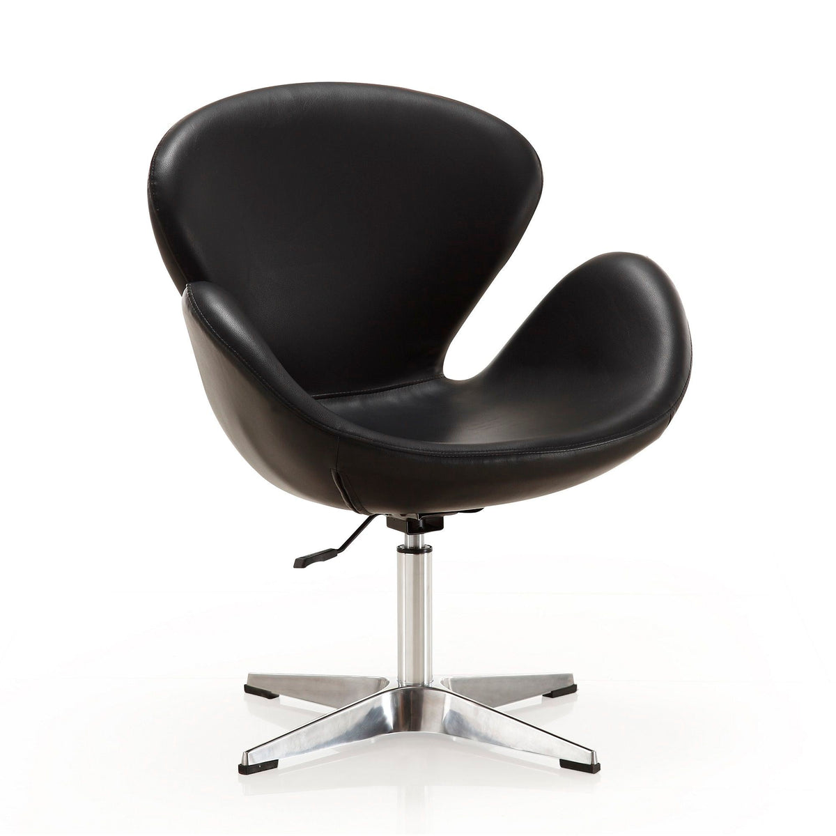 Raspberry Swivel Lounge Chair black leather with 360-degree rotation and chrome pedestal base on Tampa Home & Garden Store