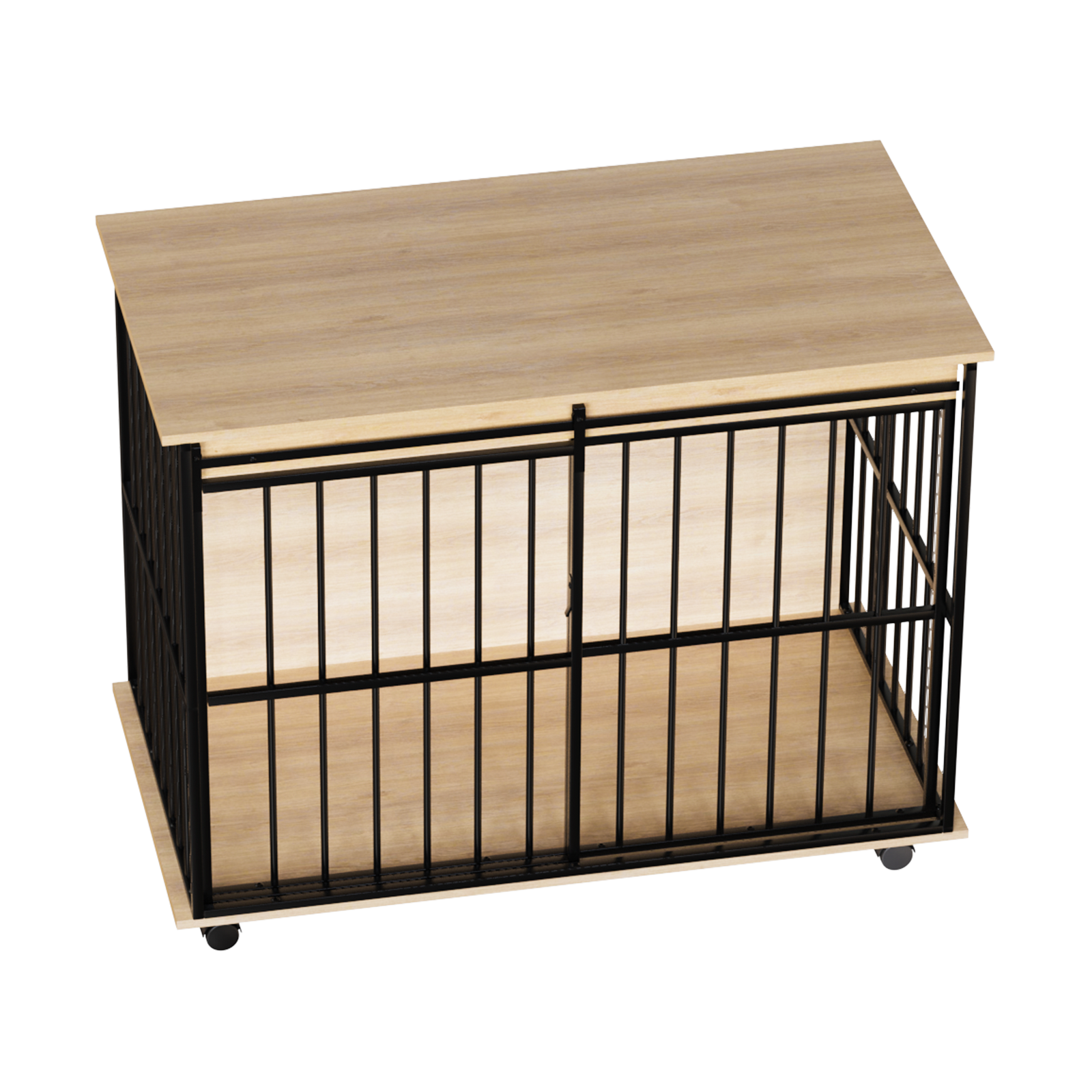 Large dog crate furniture with wood top and black metal frame by HouseOfZazla on Tampa Home & Garden Store
