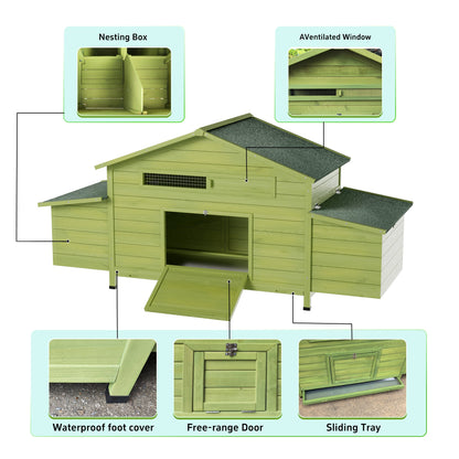 Large Wooden Chicken Coop and Two Nesting Boxes