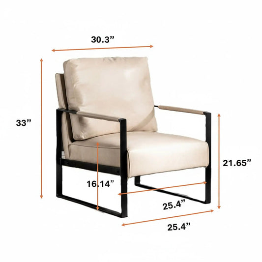 Accent armchair with square black frame and beige cushions by Unique Piece Furniture on Tampa Home & Garden Store
