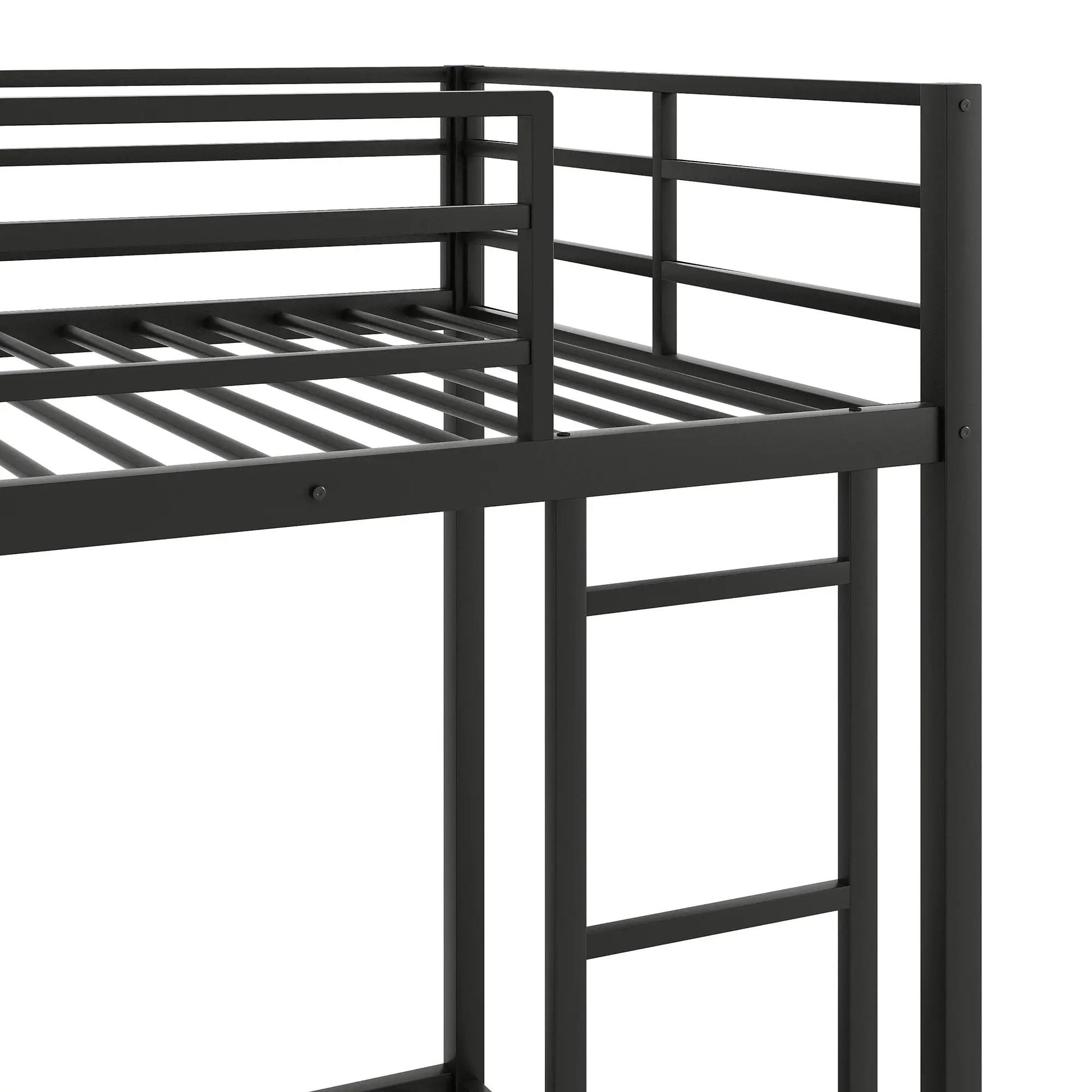 Metal bunk bed frame low profile design in black with ladder by Unique Piece Furniture on Tampa Home & Garden Store