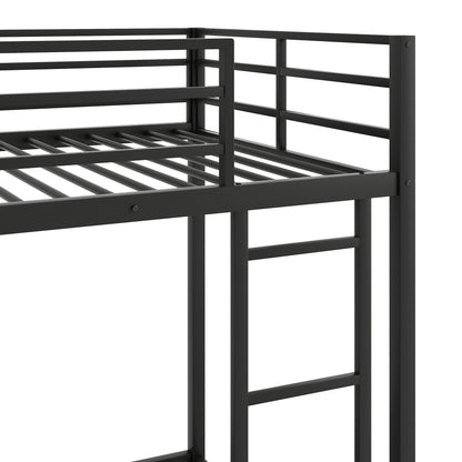 Black metal bunk bed frame with horizontal slats and guard rails on Tampa Home & Garden Store