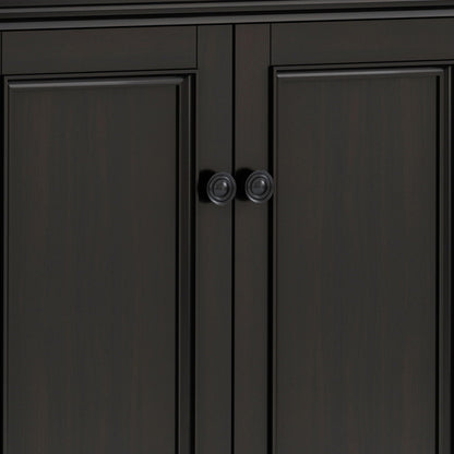 Amherst - 4 Door Storage Cabinet in dark espresso finish with round black knobs front view on Tampa Home & Garden Store