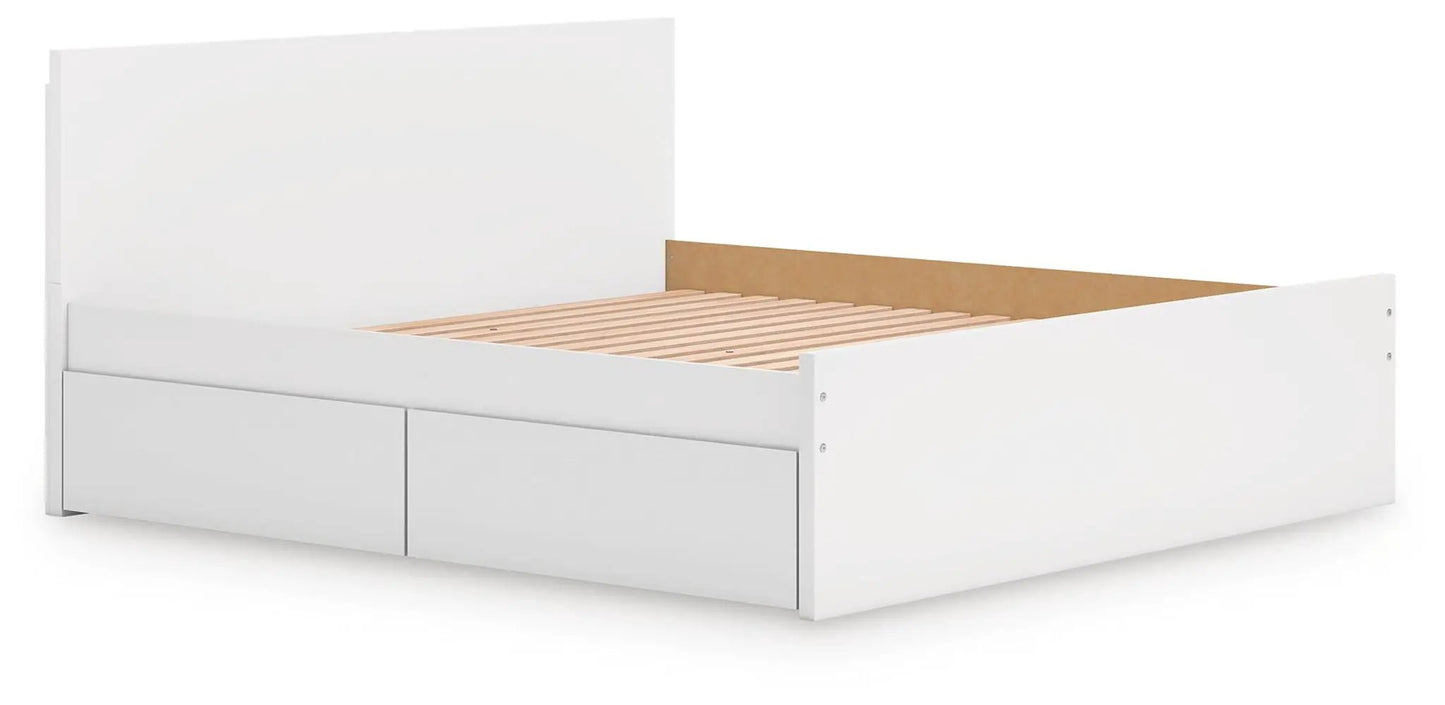 Onita panel platform bed in white with under-bed storage drawers and slatted bed base on Tampa Home & Garden Store
