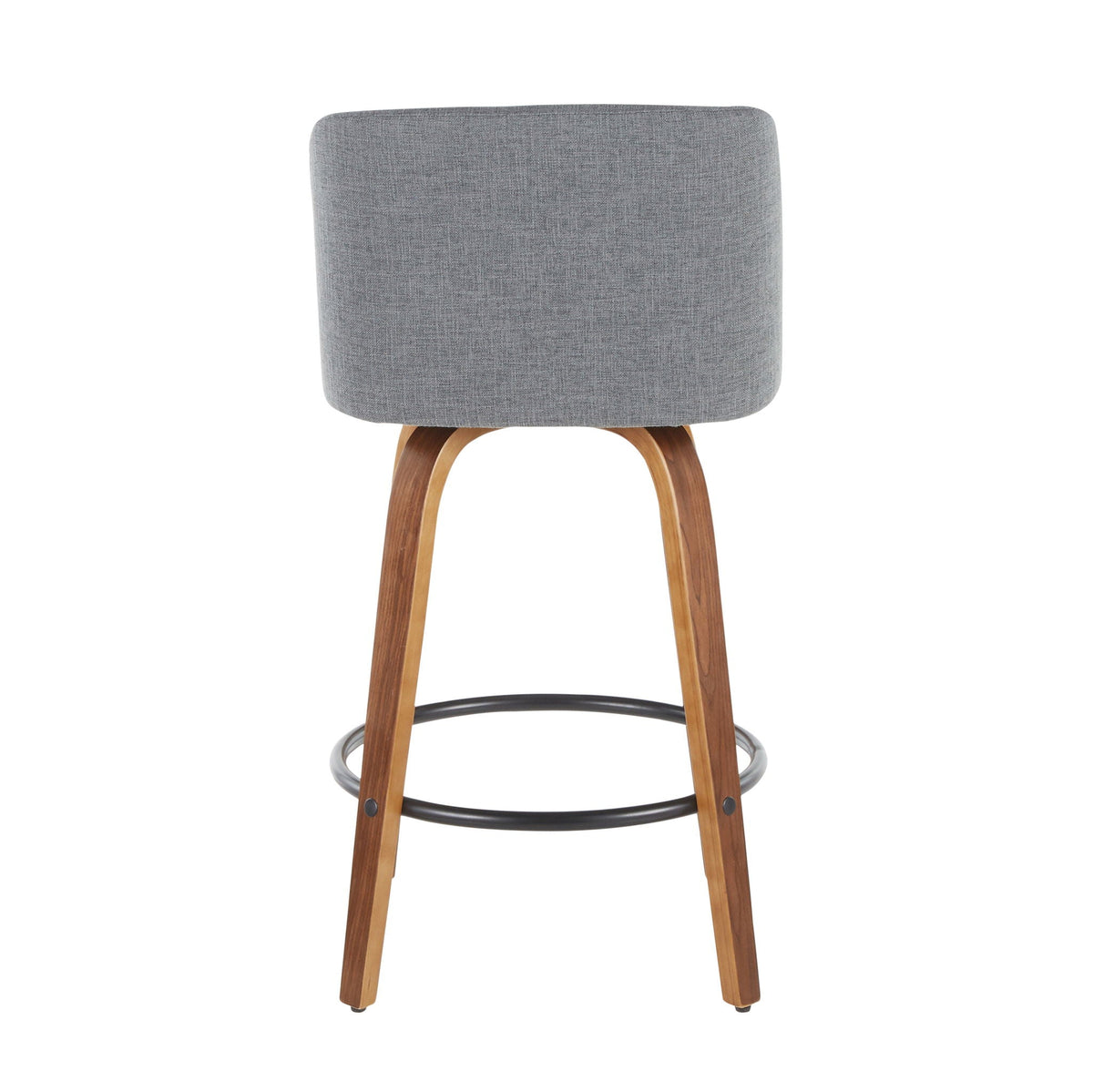 Toriano mid-century modern counter stool gray fabric with wood legs and black footrest on Tampa Home & Garden Store